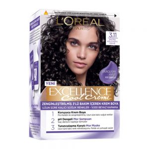 کیت رنگ مو لورآل L'Oreal سری Excellence Cool Creme شماره 3.11 پایه رنگ قهوه ای خیلی تیره