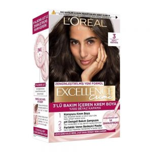 کیت رنگ مو لورآل L'Oreal سری Excellence Creme شماره 3 پایه رنگ فندقی تیره