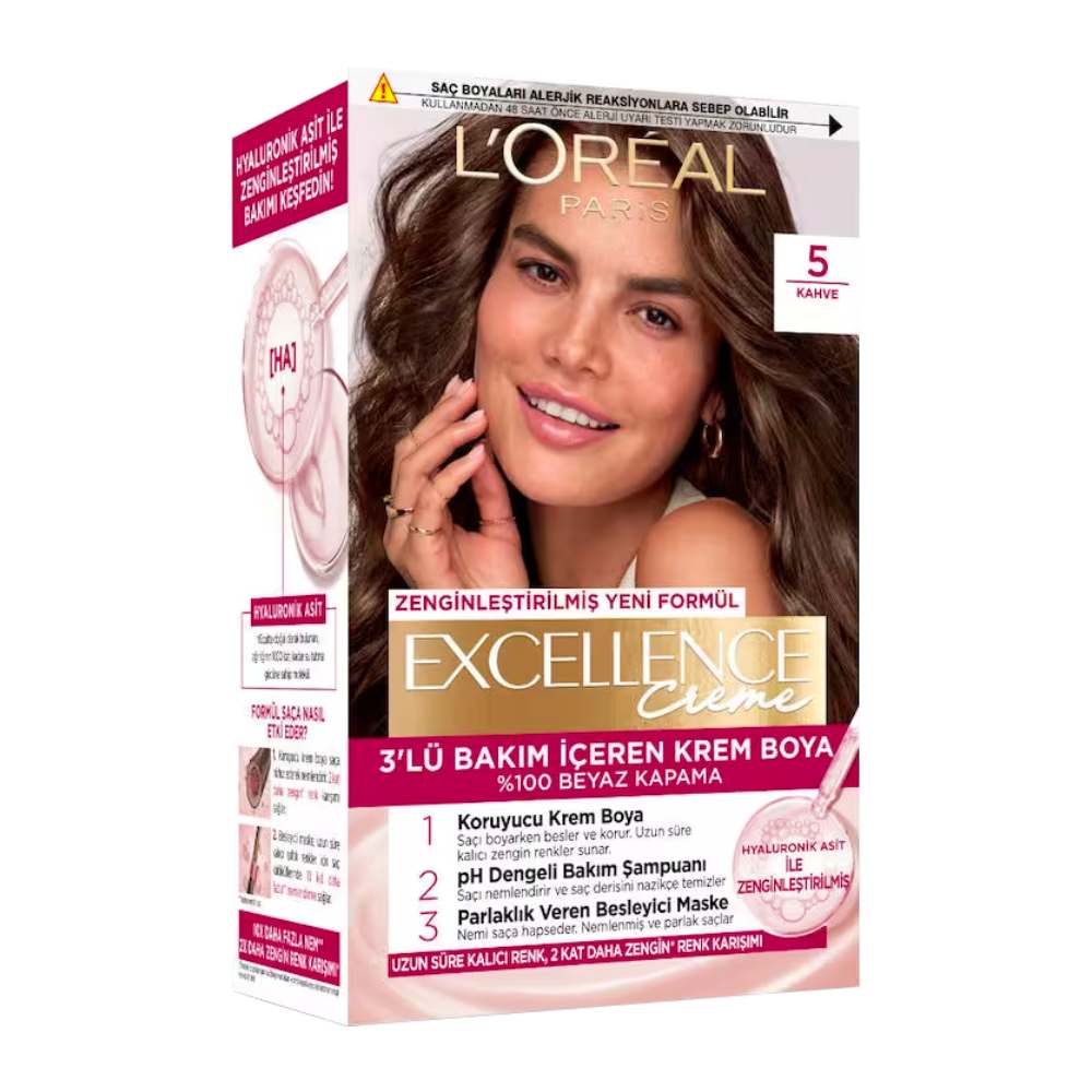 کیت رنگ مو لورآل L'Oreal سری Excellence شماره 5 پایه رنگ قهوه ای
