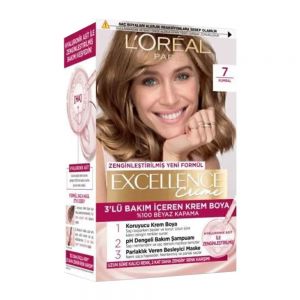 کیت رنگ مو لورآل L'Oreal سری Excellence Creme شماره 7 پایه رنگ قهوه ای