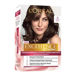 کیت رنگ مو لورآل L'Oreal سری Excellence شماره 4 پایه رنگ قهوه ای تیره