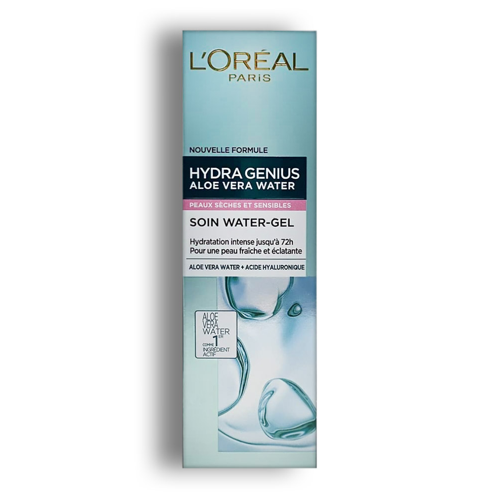 ژل آبرسان L'Oreal سری Hydra Genius Aloe Vera مدل Dry and Sensitive Skin حجم 70 میل