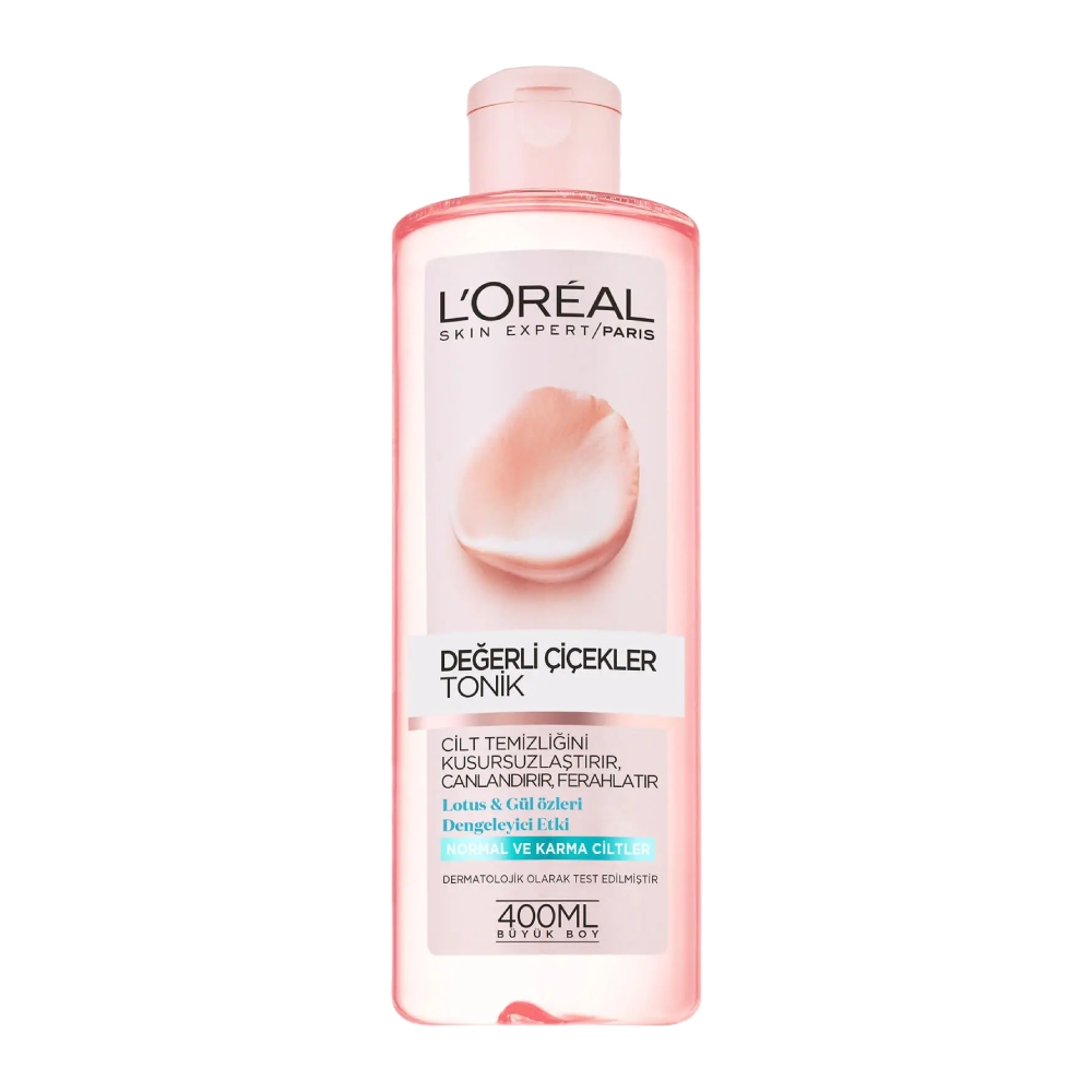 تونر لورآل Loreal مدل Dry and Sensitive Skin عصاره نیلوفر و گل رز حجم 400 میل	