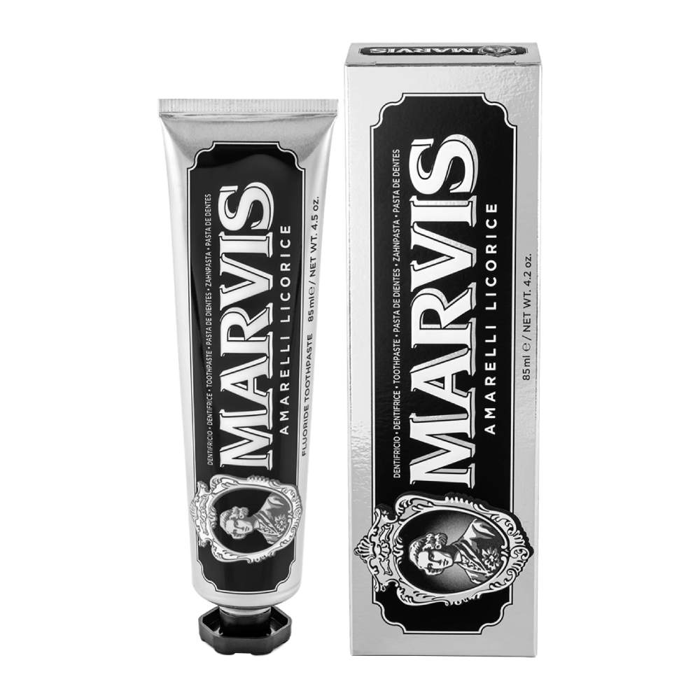 خمیر دندان مارویس Marvis مدل Amarelli Licorice حاوی عصاره شیرین بیان حجم 85 میل