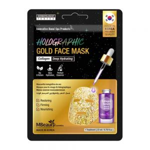 ماسک صورت ورقه ای MBeauty مدل Holographic Gold آبرسان عمیق پوست حجم 23 میل