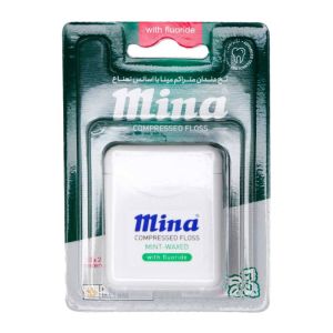 نخ دندان متراکم مینا Mina مدل Compressed با طعم نعنا طول 50 متر