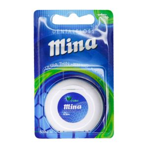 نخ دندان فوق نازک مینا Mina مدل Ultra Thin با طعم نعنا طول 50 متر