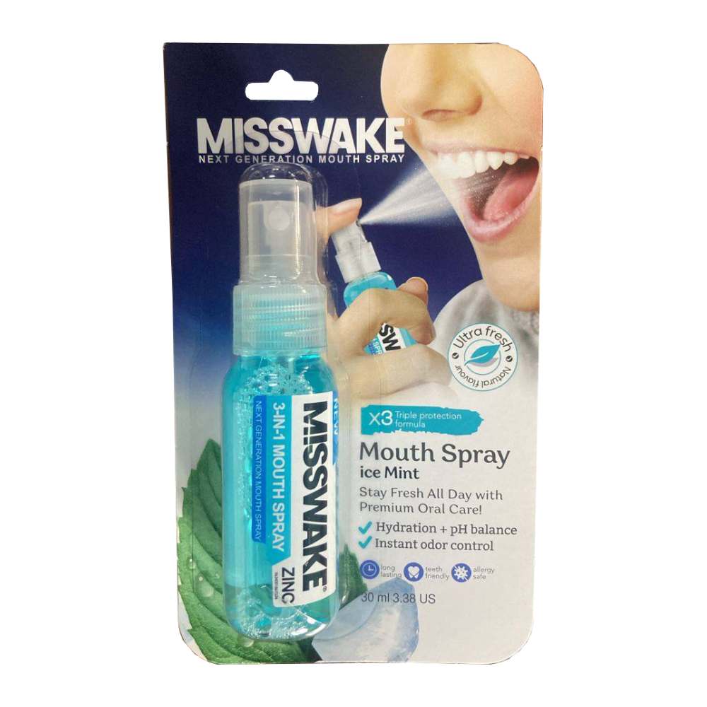 اسپری خوشبو کننده دهان میسویک Misswake مدل Ice Mint طعم  نعنای خنک حجم 30 میل