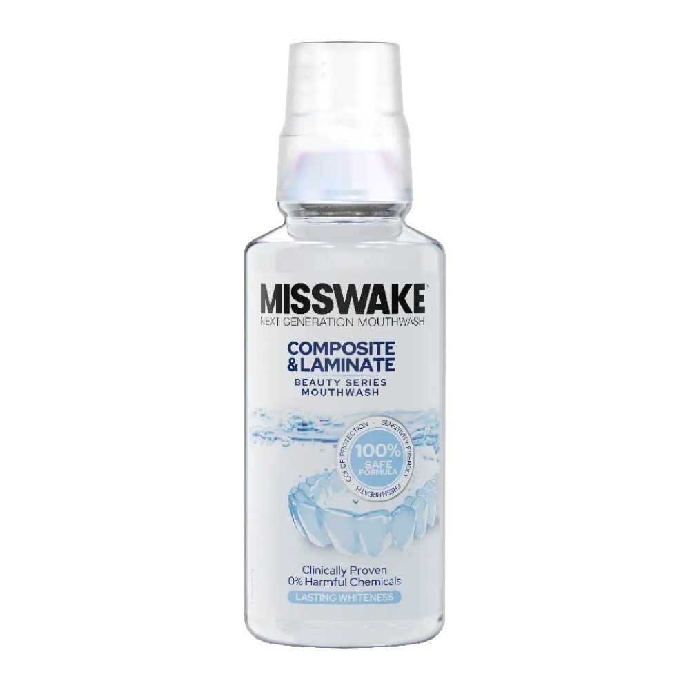 دهانشویه میسویک Misswake مدل Composite And Laminate مناسب دندان های لمینت و کامپوزیت شده حجم 400 میل