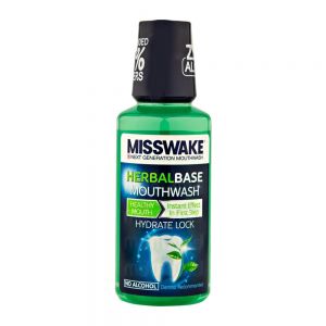 دهانشویه میسویک Misswake مدل Herbal Base حاوی عصاره نعنا حجم 400 میل