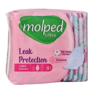 پد بهداشتی نازک مولپد Molped مدل Leak Protection سایز بزرگ بسته 8 عددی