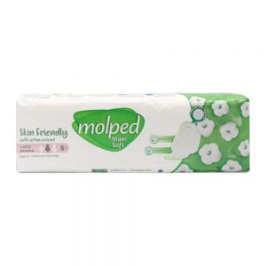 پد بهداشتی بالدار مولپد Molped مدل Skin Friendly سایز بزرگ بسته 8 عددی