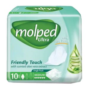 پد بهداشتی خیلی نازک مشبک مولپد Molped مدل Ultra سایز متوسط بسته 10 عددی