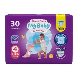 پوشک شورتی مای بیبی My Baby سایز 4 مناسب کودک وزن 9 تا 14 کیلوگرم بسته 30 عددی