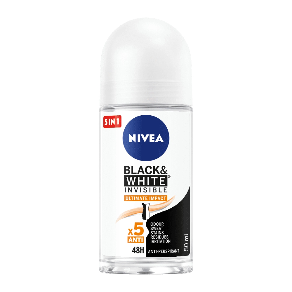 مام رول زنانه نیوآ Nivea مدل Black And White Invisible Ultimate Impact حجم 50 میل