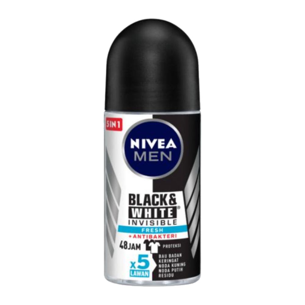 مام رول مردانه نیوآ Nivea مدل Black And White Invisible Fresh حجم 50 میل