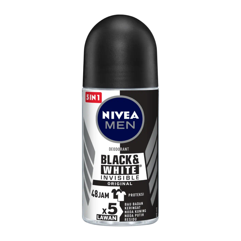 مام رول مردانه نیوآ Nivea مدل Black And White Invisible Original حجم 50 میل