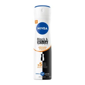 اسپری ضد تعریق زنانه نیوآ Nivea سری Black And White Invisible مدل Ultimate Impact حجم 150 میل