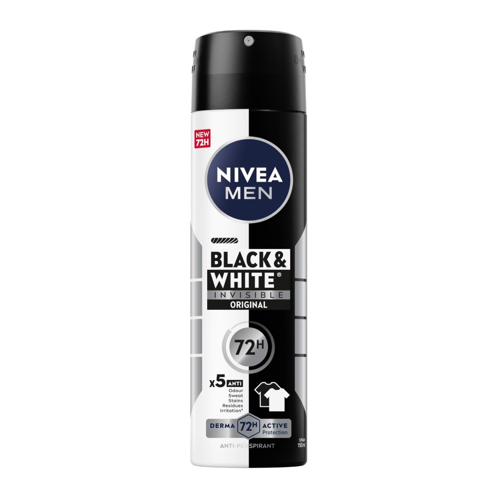 اسپری ضد تعریق مردانه نیوآ Nivea سری Black And White Invisible مدل Original حجم 150 میل