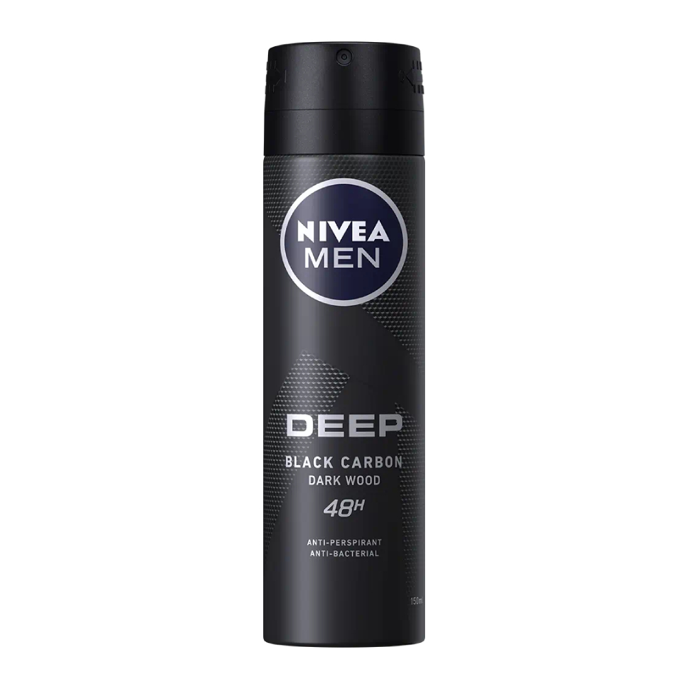 اسپری ضد تعریق مردانه نیوآ Nivea مدل Deep Black Carbon Dark Wood حجم 150 میل