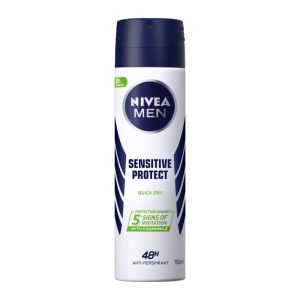 اسپری ضد تعریف مردانه نیوآ Nivea مدل Sensitive Protect مناسب پوست حساس حجم 150 میل