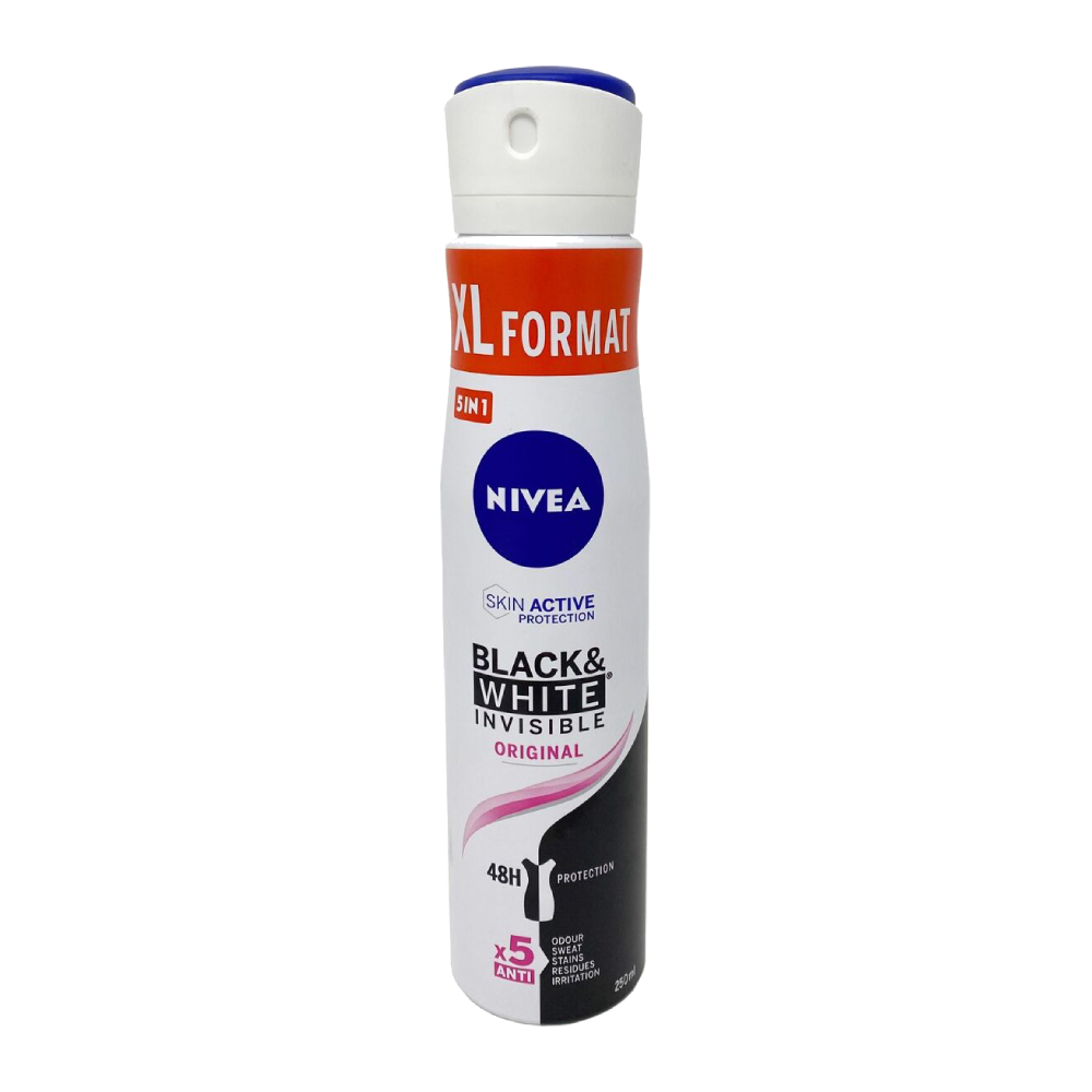 اسپری ضد تعریق زنانه نیوآ Nivea مدل Black And White Invisible Original حجم 250 میل
