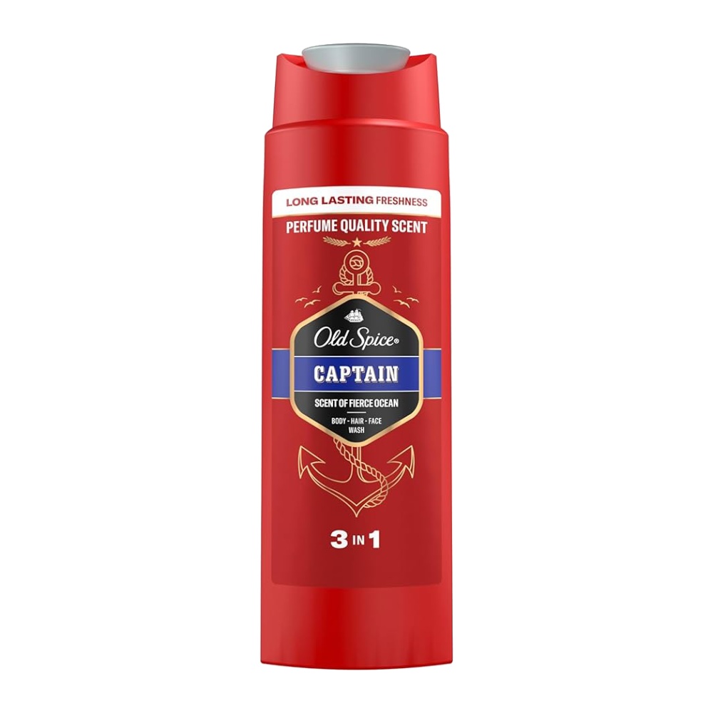 شامپو سر و بدن و صورت Old Spice مدل Captain رایحه دریایی حجم 400 میل