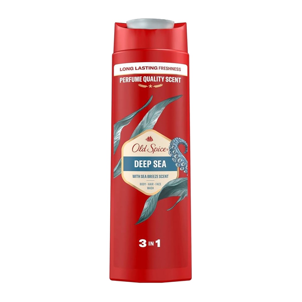 شامپو سر و بدن و صورت Old Spice مدل Deep Sea رایحه خنک و دریایی حجم 400 میل