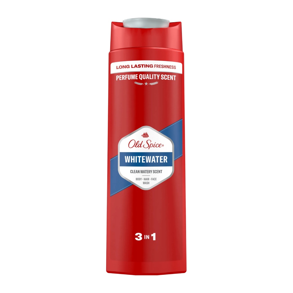 شامپو سر و بدن و صورت Old Spice مدل Whitewater رایحه خنک و انرژی بخش حجم 400 میل