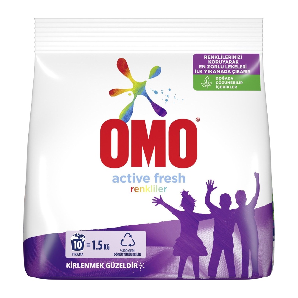 پودر ماشین لباسشویی امو OMO مدل Active Fresh مناسب لباس های رنگی وزن 1500 گرم