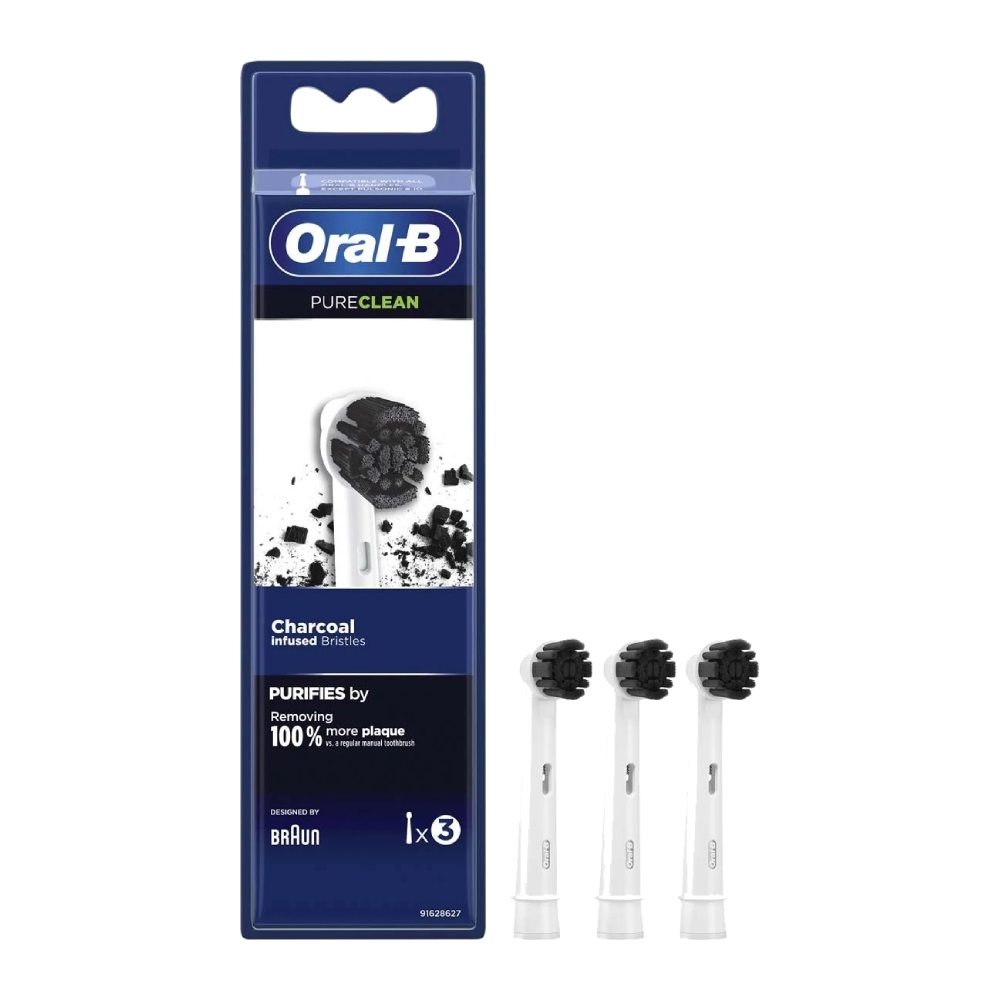 سری یدکی مسواک برقی اورال بی Oral-B مدل Charcoal بسته 3 عددی