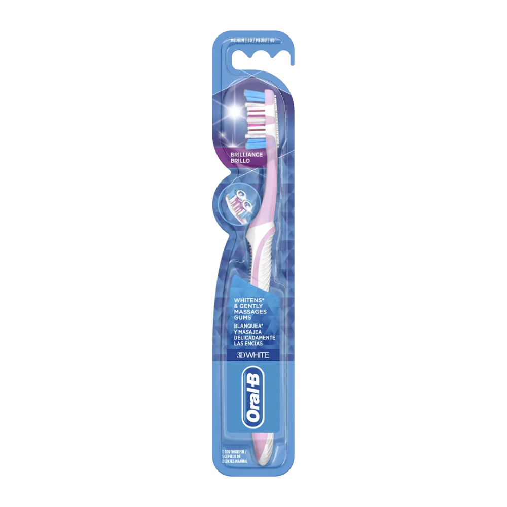 مسواک مدیوم اورال بی Ora-B مدل 3D White Brilliance درجه سختی متوسط بسته 1 عددی