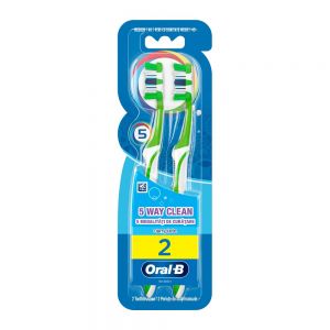 مسواک مدیوم اورال بی Ora-B سری Complete مدل 5Way Clean درجه سختی متوسط بسته 2 عددی