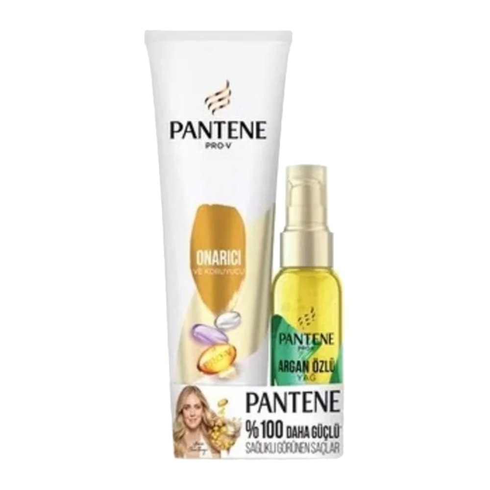 پک مراقبتی مو پنتین Pantene مدل Onarici And Argan حاوی کرم و سرم ترمیم کننده مو بسته 2 عددی