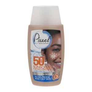 ضد آفتاب فلوئید رنگی پیکسل Pixxel مدل Golden Beige مخصوص پوست چرب، جوش دار حجم 50 میل
