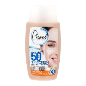 ضد آفتاب فلوئید رنگی پیکسل Pixxel مدل Light Beige مخصوص پوست خشک و حساس حجم 50 میل