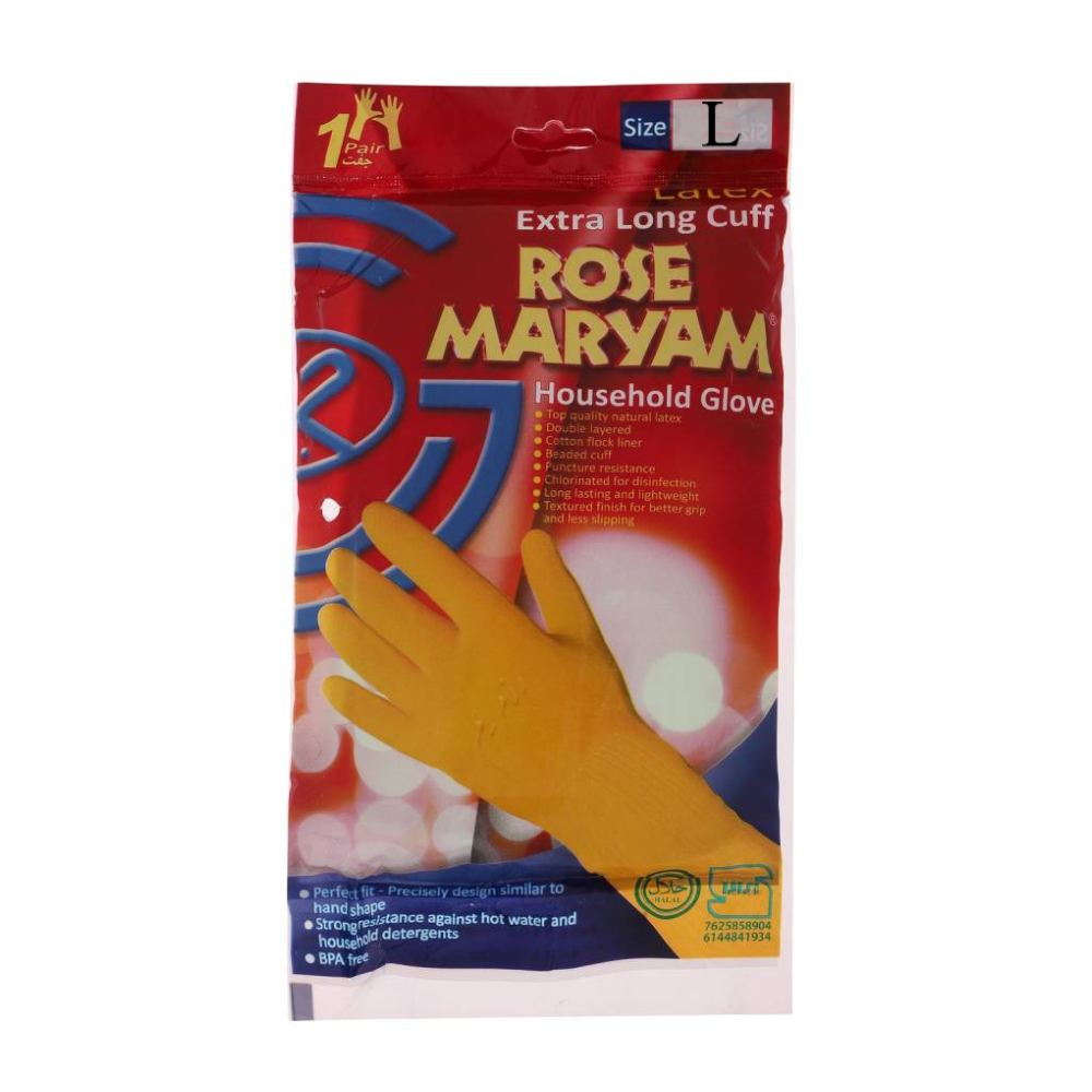 دستکش خانگی ساق بلند رز مریم Rose Maryam سایز بزرگ بسته 1 جفتی
