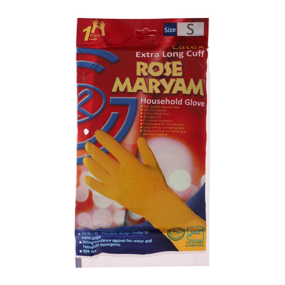 دستکش خانگی ساق بلند رز مریم Rose Maryam سایز کوچک بسته 1 جفتی