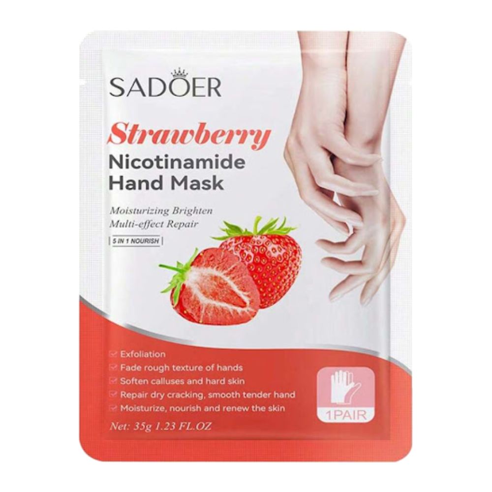 ماسک پوشیدنی دست Sadoer مدل Strawberry جوانسازی پوست وزن 35 گرم