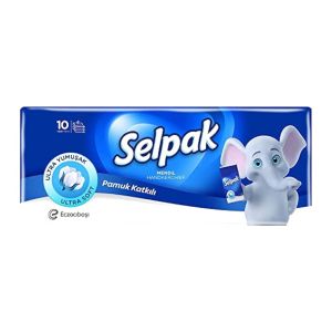 دستمال کاغذی جیبی سلپاک Selpak مدل Blue چهار لایه بسته 10 عددی