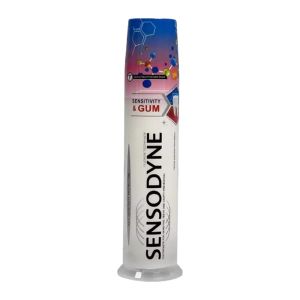 خمیر دندان پمپی سنسوداین Sensodyne سری Sensitive And Gum ضد حساسیت حجم 100 میل