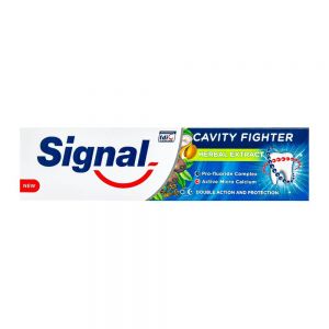 خمیر دندان ضد پوسیدگی سیگنال Signal مدل Cavity Fighter حاوی عصاره های گیاهی حجم 100 میل