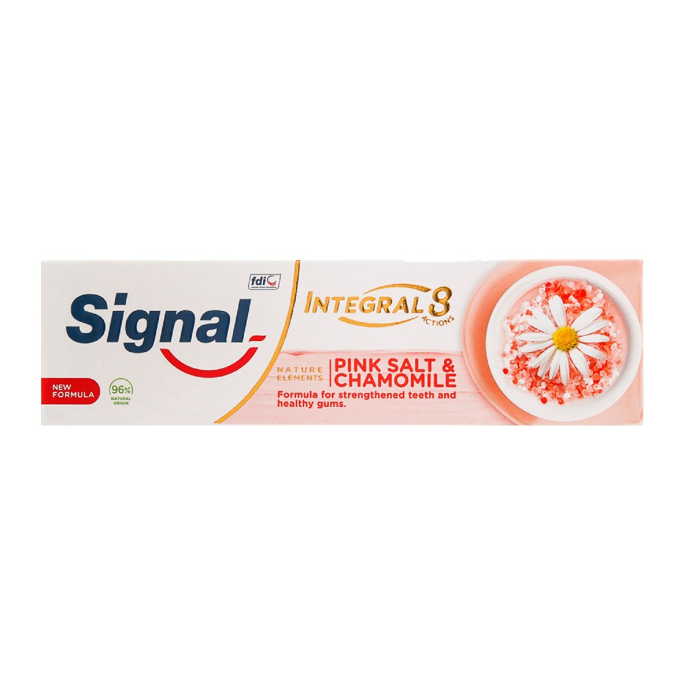 خمیر دندان سیگنال Signal مدل Integral 8 Pink Salt And Chamomile حاوی نمک صورتی حجم 75 میل