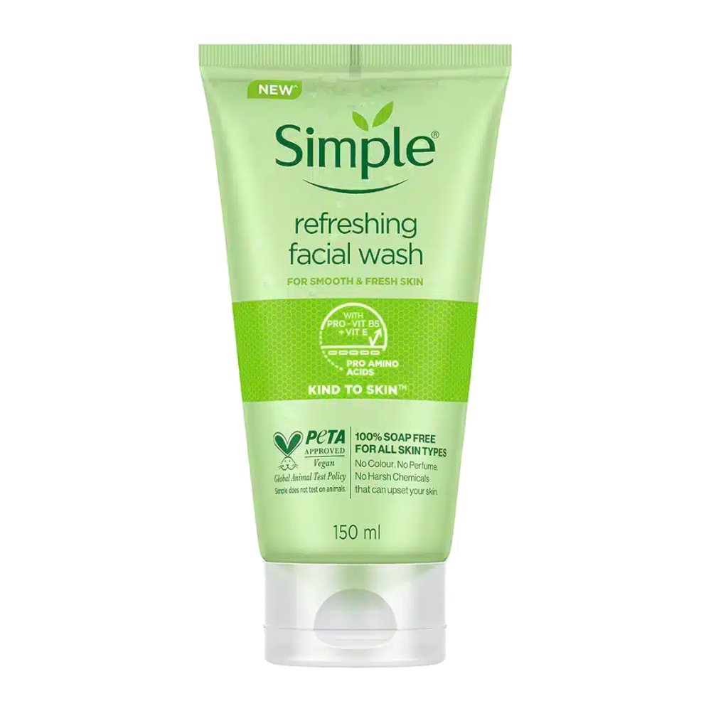 ژل شستشوی صورت سیمپل Simple مدل Refreshing Facial Wash حجم 150 میل