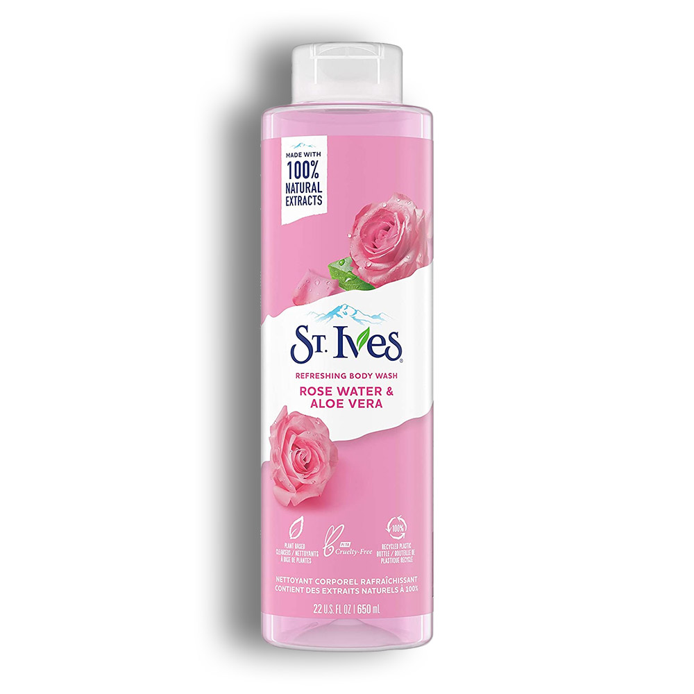 شامپو بدن St. Ives سری Refreshing مدل Rose Water and Aloe Vera حجم 650 میل