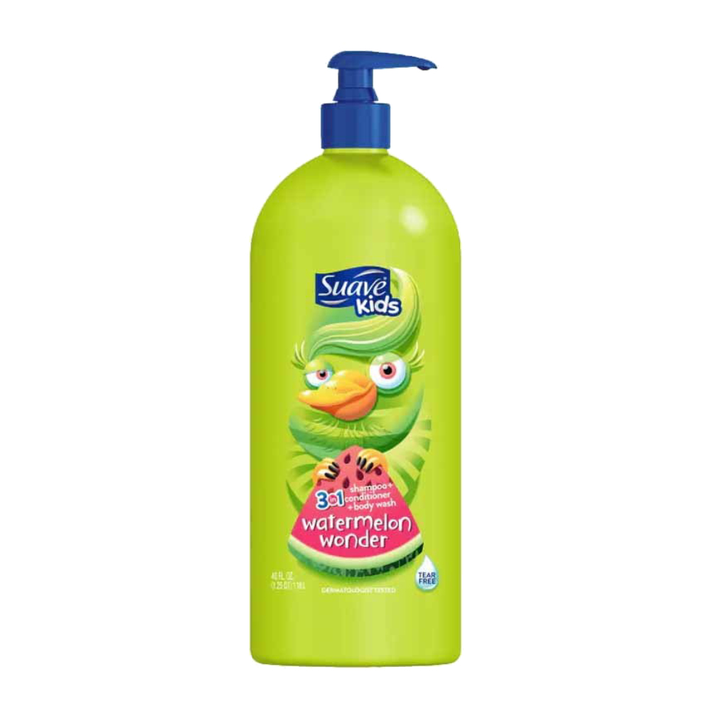 شامپو بچه Suave سری Kids 3in1 Shampoo Conditioner Body Wash مدل Watermelon Wonder حجم 1200 میل