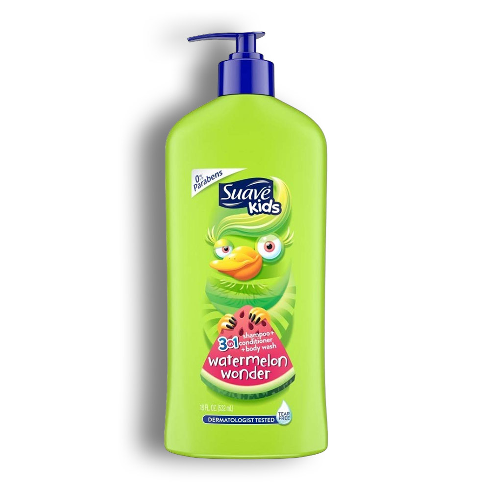 شامپو بچه Suave سری Kids 3in1 Shampoo Conditioner Body Wash مدل Watermelon Wonder حجم 532 میل