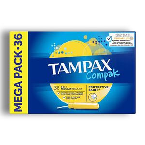 تامپون Tampax سری Compak  مدل Protective Skirt نوع Regular تعداد 36 عدد