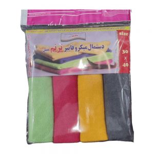دستمال میکروفایبر ترنم Taranom سایز 30 در 40 سانتی متر بسته 4 عددی