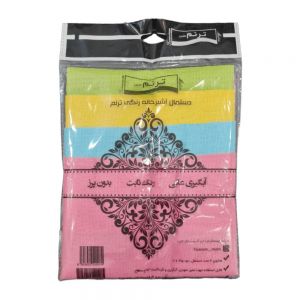 دستمال آشپزخانه رنگی ترنم Taranom مناسب آبگیری و گردگیری بسته 4 عددی